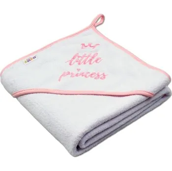 Dětská deka Dětská termoosuška Little princess s kapucí, 80 x 80 cm - bílá, růžová výšivka