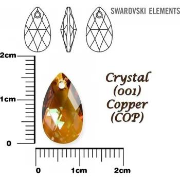 Korálek SWAROVSKI Pear-Shaped 6106 barva CRYSTAL COPPER velikost 16mm.