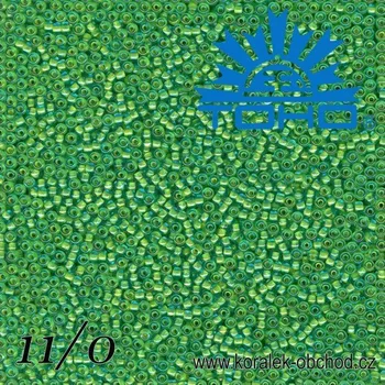 Korálek Korálky TOHO tvar ROUND (kulaté). Velikost 11/0. Barva č.307-Inside-Color Aqua/Opaque Yellow Lined . Balení 8g.