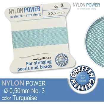Nit NYLON Power velmi pevná nit GRIFFIN síla nitě 0,50mm Barva Turquoise