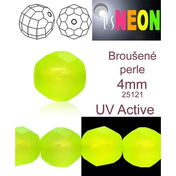 Dětské navlékací korálky Korálky NEON (UV Active) BROUŠENÉ velikost pr.4mm barva 25121 ŽLUTÁ mírně průhledná. Balení 31Ks.