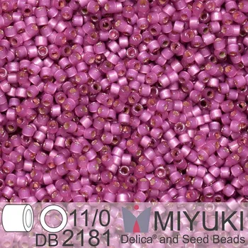 Korálek Korálky Miyuki Delica 11/0. Barva Duracoat Semi-Frosted Silverlined Dyed Hydrangea DB2181. Balení 5g.