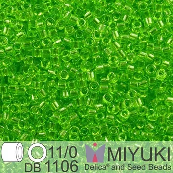 Korálek Korálky Miyuki Delica 11/0. Barva Tr Lime DB1106. Balení 5g.