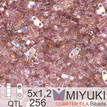 Korálek Korálky Miyuki QuarterTila. Barva Transparent Smoky Amethyst AB QTL 256 Balení 3g