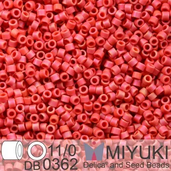 Korálek Korálky Miyuki Delica 11/0. Barva Matte Op Red Luster DB0362. Balení 5g