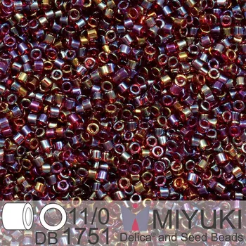 Korálek Korálky Miyuki Delica 11/0. Barva Red Lined Topaz AB DB1751. Balení 5g