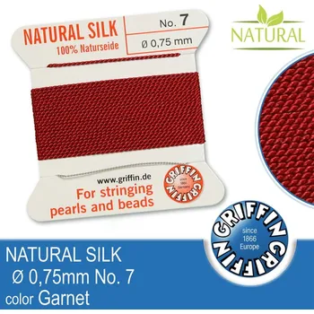 Nit Hedvábná nit s jehlou GRIFFIN síla nitě 0,75mm No.7 délka 2m. Barva Garnet