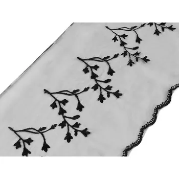 Vyšívaná krajka na monofilu šíře 23 cm METRÁŽ - 2 černá