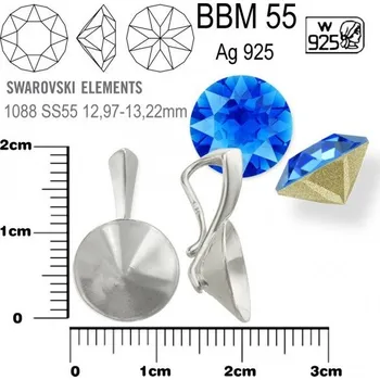 Šperk ŠLUPNA na Swarovski XIRIUS SS55 ozn. BBM 55. Materiál STŘÍBRO AG925.váha 0,85g.