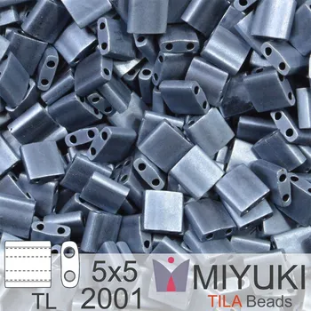 Korálek Korálky MIYUKI tvar TILA BEADS velikost 5x5mm. Barva TL 2001 Matte Gunmetal. Balení 5g.