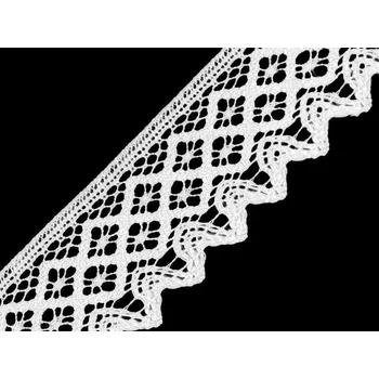 Krajka Bavlněná krajka šíře 68 mm paličkovaná METRÁŽ - 6000 bílá