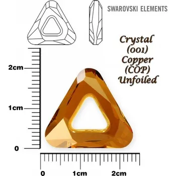 Náhrdelník SWAROVSKI ELEMENTS Cosmic Triangle 4737 barva CRYSTAL (001) COPPER (COP) velikost 20mm.