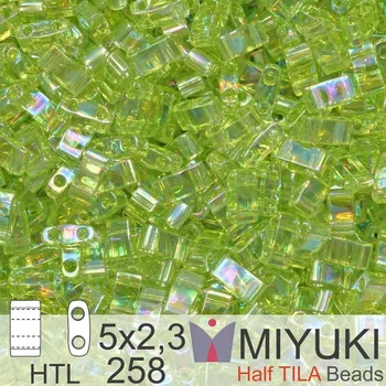 Korálek Korálky Miyuki Half Tila. Barva Transparent Chartreuse AB HTL 258 Balení 3g
