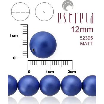 Korálek VOSKOVANÉ korále tvar kulatý. Velikost 12mm. Barva 52395 MATT (matná modrá). Balení 8ks na návleku.
