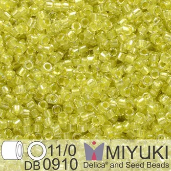 Korálek Korálky Miyuki Delica 11/0. Barva Spkl Yellow Green Lined Crystal DB0910. Balení 5g.