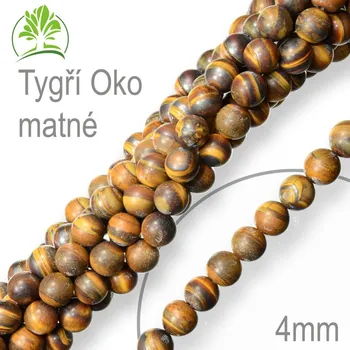 Korálek Korálky z minerálů Tygří Oko matné přírodní minerál. Velikost pr.4mm. Balení 18Ks.