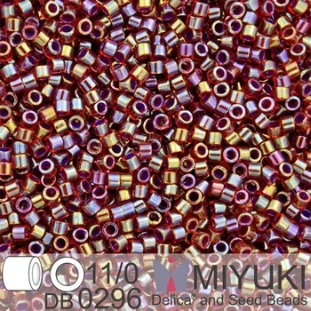 Korálek Korálky Miyuki Delica 11/0. Barva Lined Ruby AB DB0296. Balení 5g