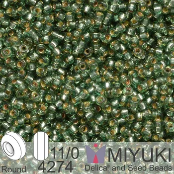 Korálek Korálky Miyuki Round 11/0. Barva 4274 Duracoat Silverlined Dyed Dark Sea Foam. Balení 5g