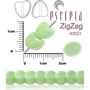 Korálek VOSKOVANÉ korále tvar ZigZag. Velikost 6x9mm. Barva BABY Color 43523 (baby zelená pastelová). Balení 14ks na návleku.