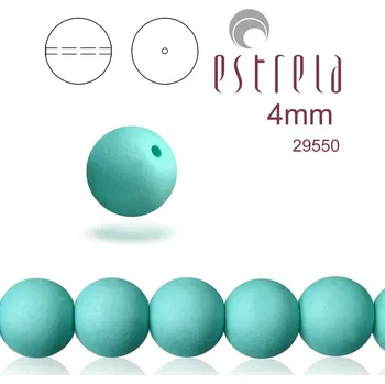 Korálek VOSKOVANÉ korále tvar kulatý. Velikost 4mm. Barva 29550 MATT (matná tyrkysová). Balení 31ks na návleku.