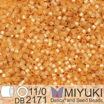 Korálek Korálky Miyuki Delica 11/0. Barva Duracoat Semi-Frosted Silverlined Dyed Straw DB2171. Balení 5g.