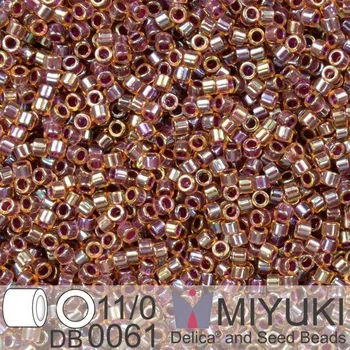 Korálek Korálky Miyuki Delica 11/0. Barva Purple Lined Lt Topaz Luster DB0061. Balení 5g.