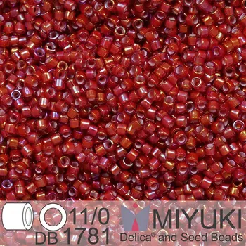 Korálek Korálky Miyuki Delica 11/0. Barva White Lined Root Beer AB DB1781. Balení 5g