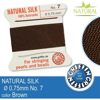 Nit Hedvábná nit s jehlou GRIFFIN síla nitě 0,75mm No.7 délka 2m. Barva Brown