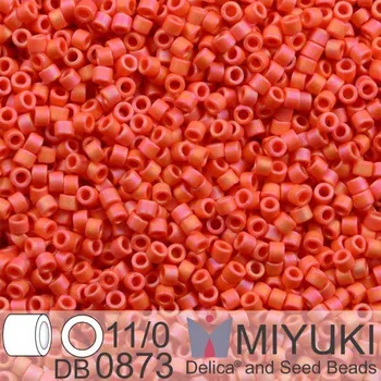 Korálek Korálky Miyuki Delica 11/0. Barva Matte Op Vermillion Red AB DB0873. Balení 5g