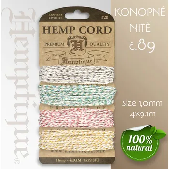 Nit Konopná nit HEMP CORD síla nitě 1,0mm. Balení 4x9,1m. Barva č.89 Festive Occasion
