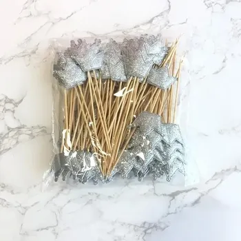 Party dekorace Dekorace na muffiny | ozdoba na dort 10 ks - HG. Stříbřité třpytky