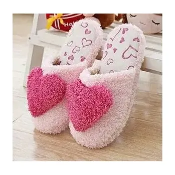 Dámské pantofle Domácí obuv - dámské papuče se srdíčkem - růžové červené pantofle,9