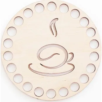 Dřevěné víko kruh, 10 cm, vzor 21 - šálek