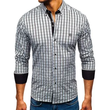 Pánská košile Černá pánská kostkovaná košile s dlouhým rukávem Bolf 4712 - L