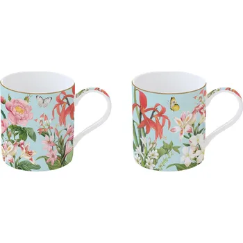 Easy Life, Itálie Easy Life - Porcelánové hrnky Botanic Garden 2 ks - 350 ml Barva: Zelená