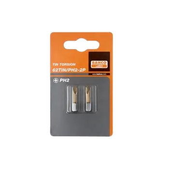 Bit Tin Bity pro šrouby s drážkou PH, 25mm, baleno po 2 ks BAHCO 62TIN/PH3-2P