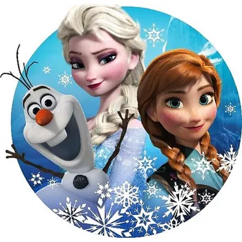 Jedlá dekorace na dort Jedlý tisk na fondánový list kruh motiv "FROZEN" průměr 20 cm