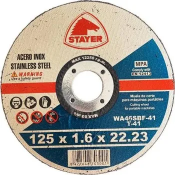 Řezný kotouč Kotouč řezný na kov, Ø 125 x 1,6 x 22,23 mm, STANDARD T41, STAYER