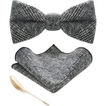 Motýlek Retro Látkový motýlek a kapesníček Šedý Šedá