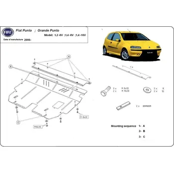 Kryt motoru Kryt pod motor FIAT GRANDE PUNTO (199) - Plech - 8595698040008