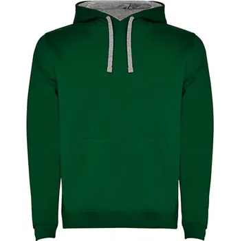 Pánská mikina Roly Urban Pánská mikina s kapucí SU1067 Bottle Green 56-Heather Grey 58 XXL