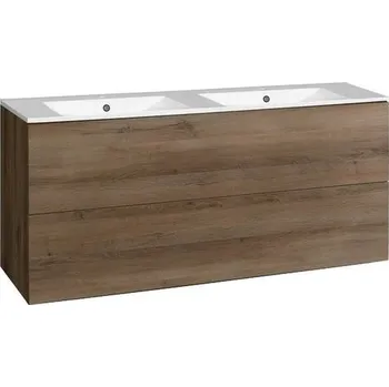 Koupelnový nábytek EBS Kuba Skříňka + keramické umyvadlo Slim 121 cm, dub halifax KUBASL121H