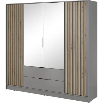 Šatní skříň Piaski Šatní skříň NELLY 4D SE ZRCADLEM Barva: šedá