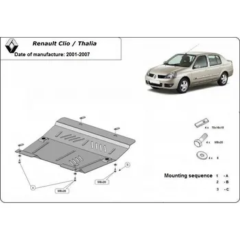 Kryt motoru Kryt pod motor RENAULT CLIO II VAN (SB0/1/2_) - Plech - 8595698040640
