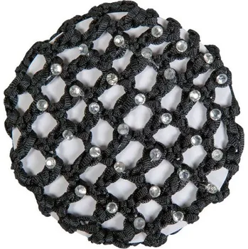 Jezdecká přilba HKM Síťka do vlasů s kamínky - černá