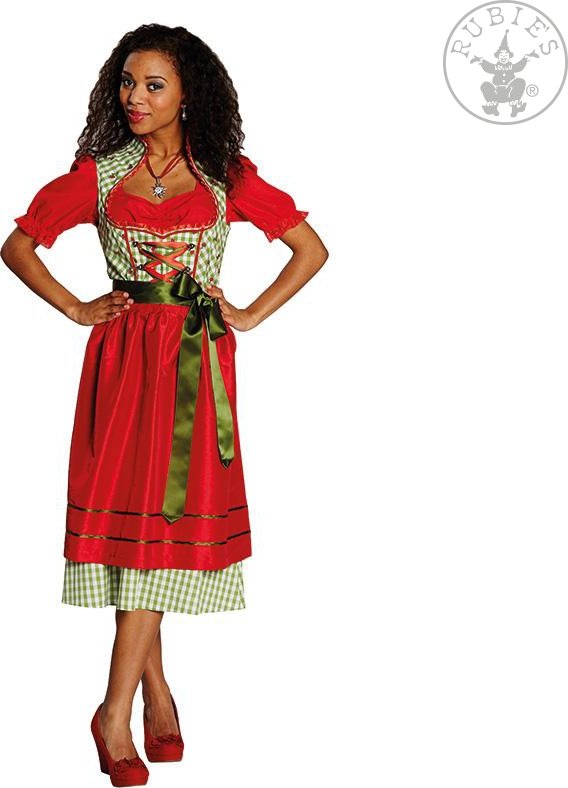 Rubies Německo Dirndl tradiční kostým červeno-zelený D varianta: 38