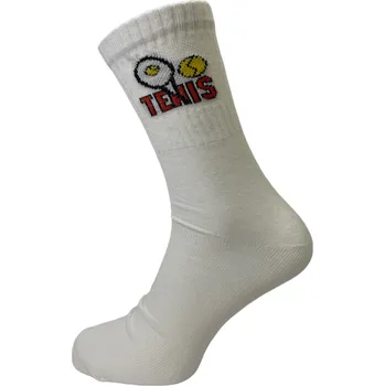 Sportovní ponožky bílé s nápisem TENIS, Velikost: 38 - 39 (5 - 6), Barva: Bílá