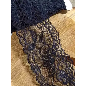 Krajka Elastická krajka / vsadka šíře 60 mm barva černá