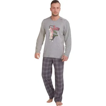Pánské pyžamo Pánské pyžamo Wacek s obrázkem dinamitu M-Max Barva/Velikost: šedá tmavá / 2XL