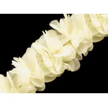 Prýmek na pružence šíře 60 mm - žlutá vanilková (metráž)